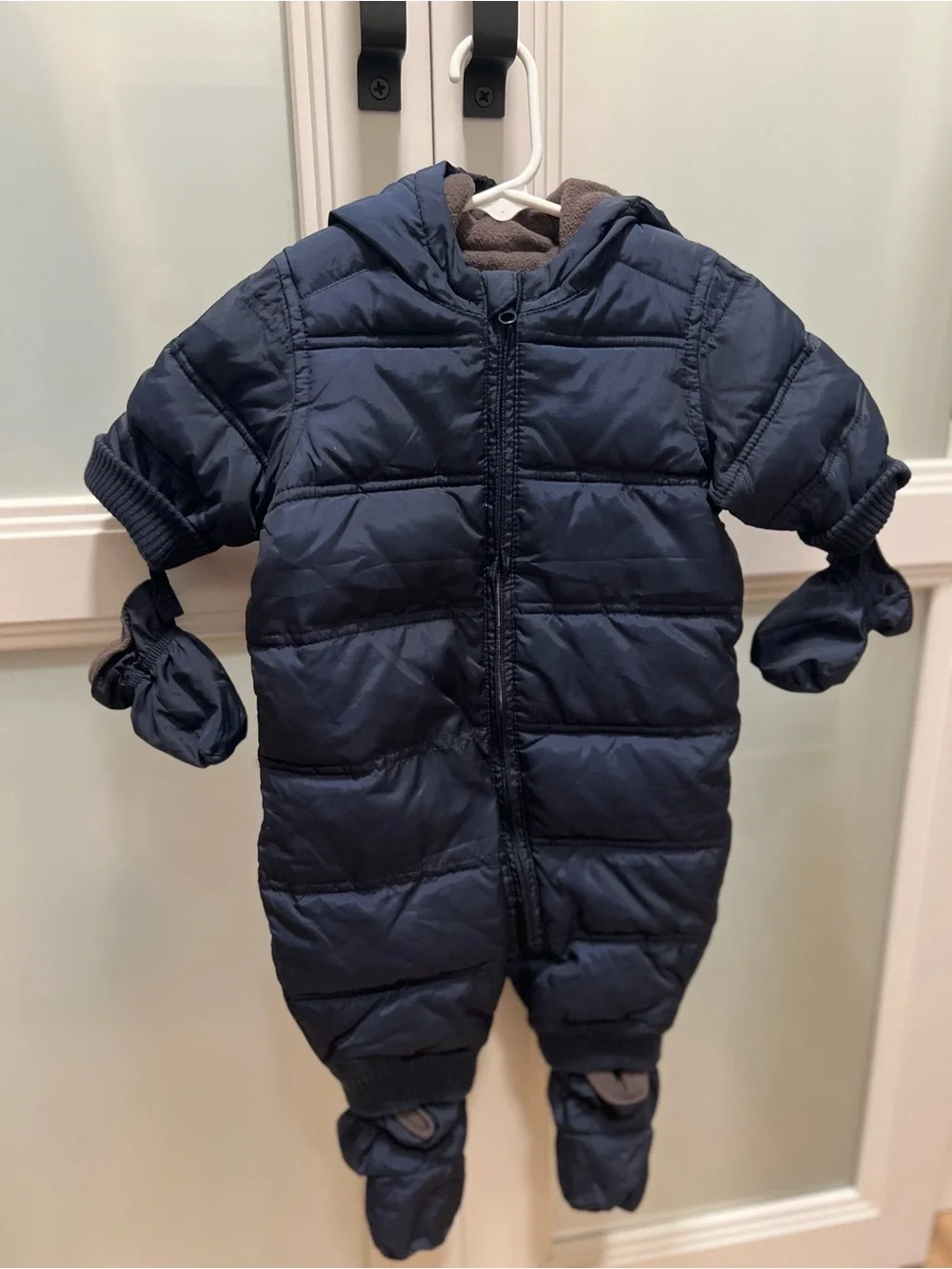 Old Navy Navy Puffer Hooded One-Piece Snowsuit for Kids